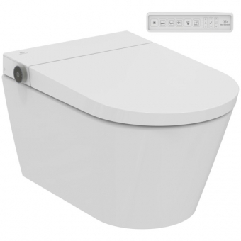 Unitazas Ideal Standard i.Life E, Rimless  pakabinamas, su bidė funkcija, su lėtai nusileidžiančiu dangčiu (komplektacijoje spec. pajungimas) 